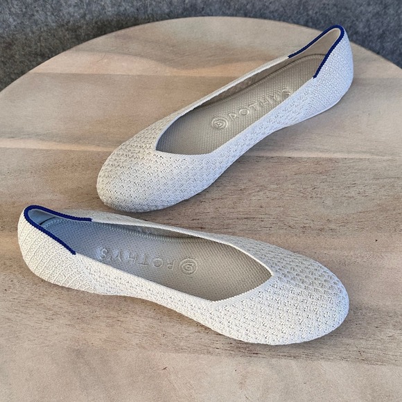 Rothy's The Flat Women's Size 8 US Salt Honeycomb Round Toe Slip On Shoes - Picture 5 of 14